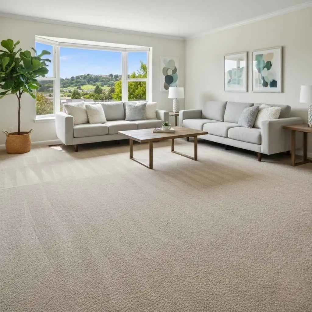 image of a living room with freshly cleaned carpet