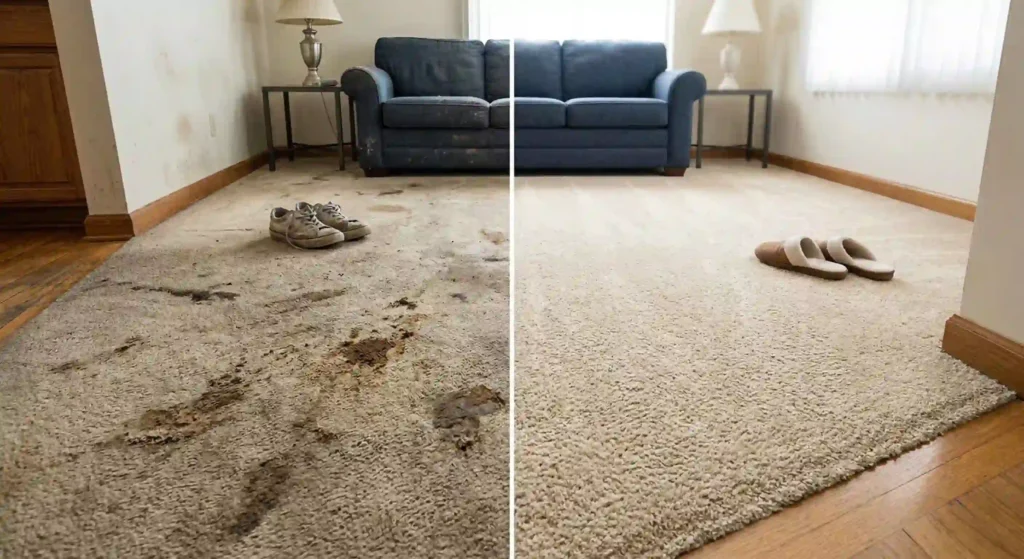 beforeafter carpet cleaning results