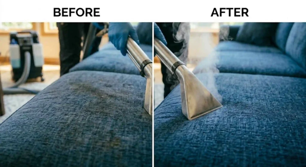 fabric texture before and after cleaning