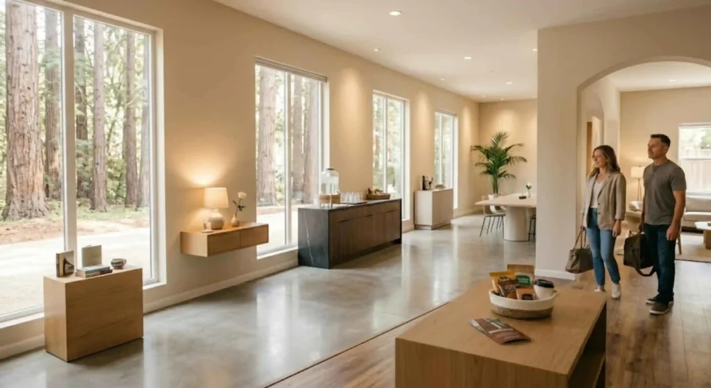 guests entering a clean Airbnb