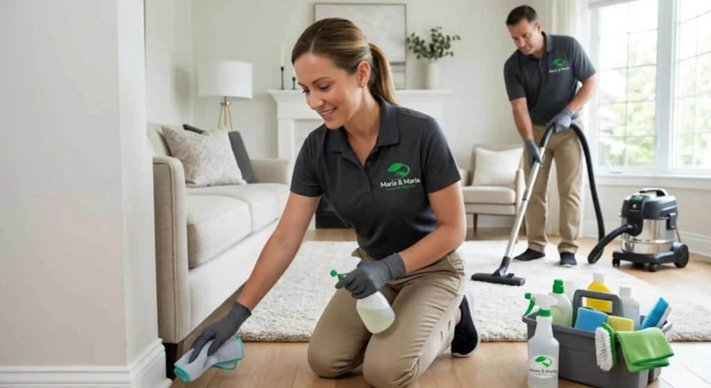professional cleaners working in a home